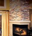 cultured stone fireplace surround.