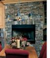 faux stone fireplace mantel.