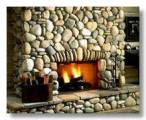 black cultured stone fireplace.