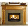 antique wood fireplace mantel.